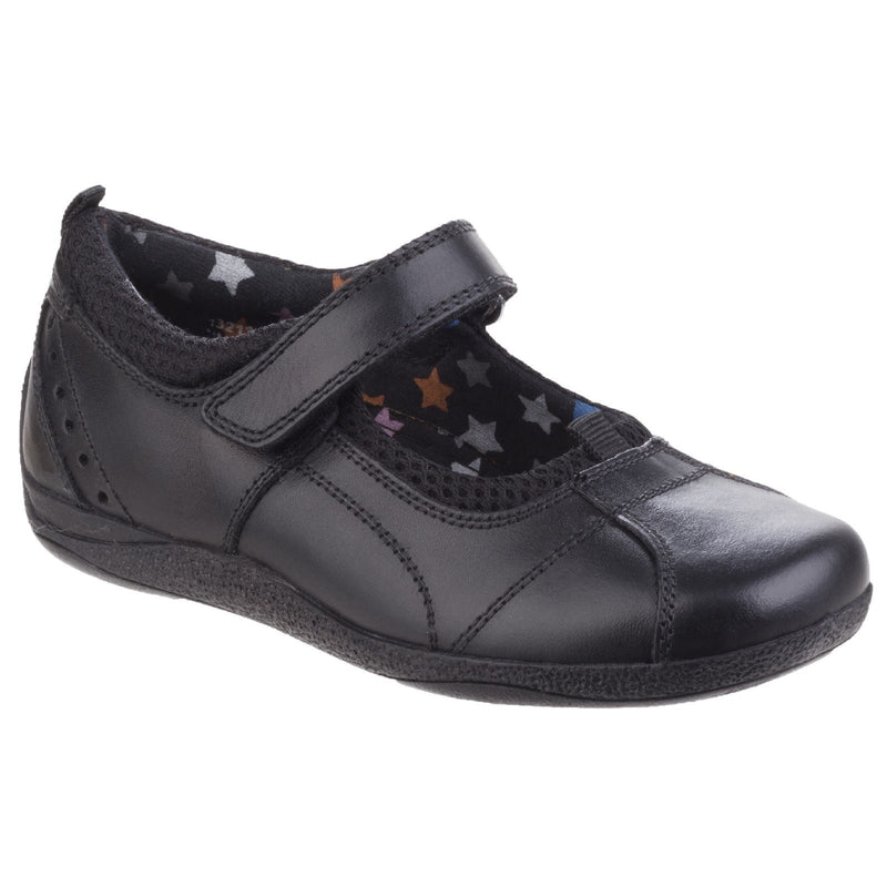 Hush Puppies Black Cindy Leather Junior School Shoes