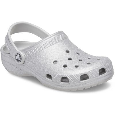 Kids' Classic Glitter Clog - Sparkly Lightweight Slip-On Shoes with Pivoting Heel Strap, Croslite Foam for Comfort, Flexible & Durable