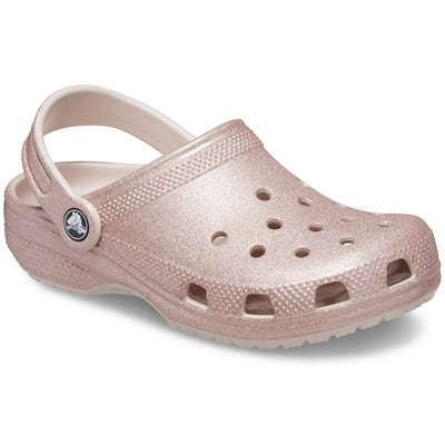 Kids' Classic Glitter Clog - Sparkly Lightweight Slip-On Shoes with Pivoting Heel Strap, Croslite Foam for Comfort, Flexible & Durable