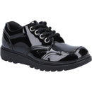 Hush Puppies Kiera Junior Black Patent Lace Up School Shoes