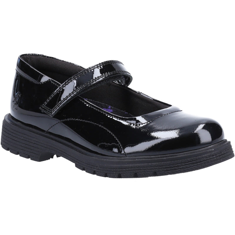 Hush Puppies Girls Black Tally Junior Patent School Shoe