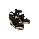 Toms Women's Black Madelyn Strappy Braided Suede Wedge Sandal