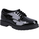 Hush Puppies Black Jayne Patent Senior School Shoes
