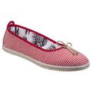 SABROSO Flossy Stripe Ballerina with Natural Rope Bow Espadrille Jute Wrap Comfortable Slip-On Women’s Flat Shoes – Perfect for Casual and Summer Wear