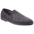 GBS Twin Gusset Men’s Slipper – Comfortable Traditional Corduroy Slippers with Sturdy Outdoor Sole for Easy Wear and Extra Fit