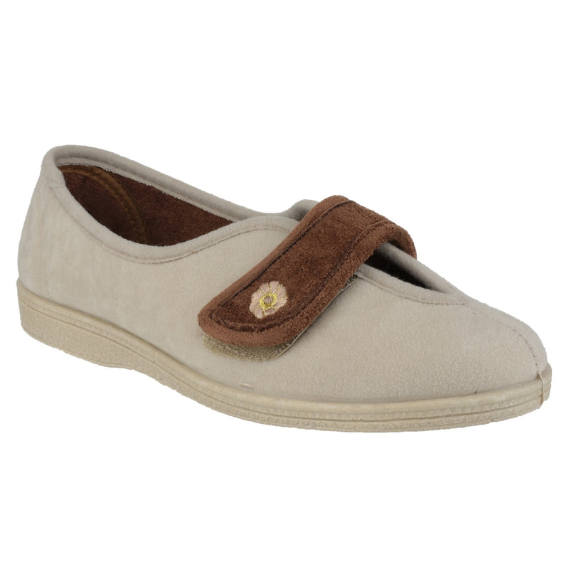 Mirak Andrea Ladies Touch Fastening Slippers Comfortable Adjustable Velcro Closure, Soft Fleece Lining, Cushioned Insole, and Non-Slip Sole